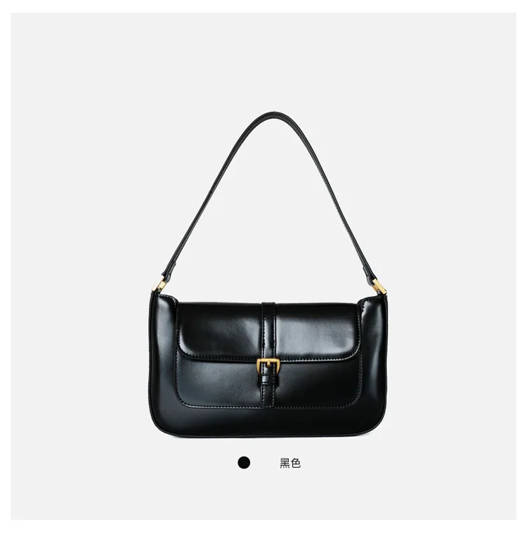 Winter New Retro Cow Leather Baguette Bag Under The Shoulder Shoulder Bag Female