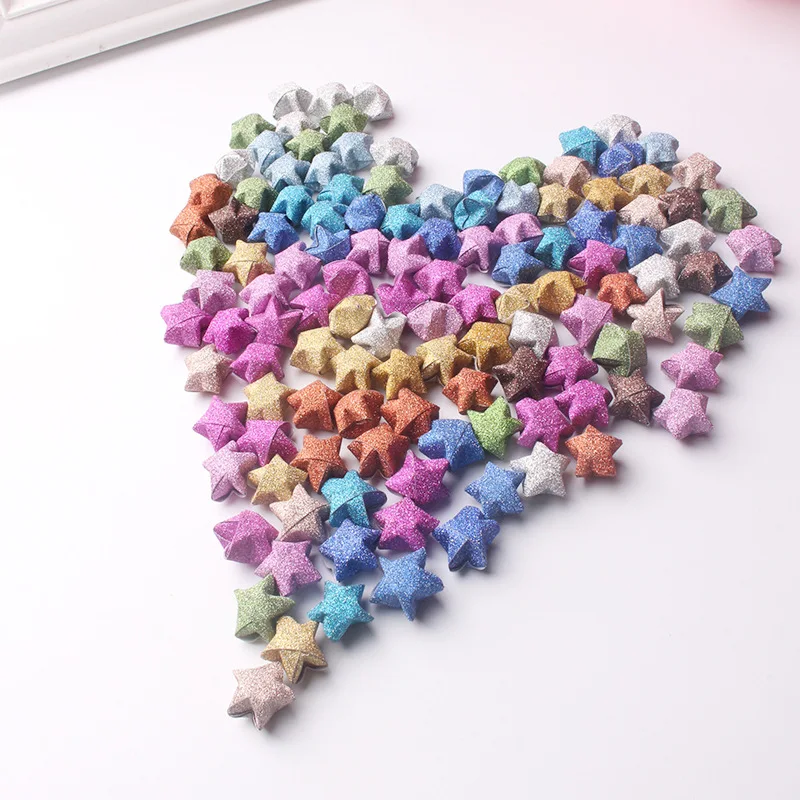 

200PCS Glitter Handmade Folded Origami Paper Wish Lucky Stars Confettis For Birthday Baby Shower Party Favors Mother's Day Gift