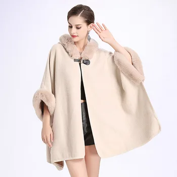 

Autumn New Imitation Rex Rabbit Fur Collar Hooded Double-faced Cardigan Jacket Faux Fur Trim Coat Jacket Women Winter Coats 2020