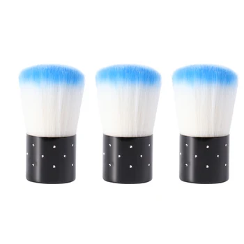 

3PCS Manicure Soft Hair Brush Portable Dust Powder Brush Lovely Mushroom Cleaning Brushes Nail Art Tool for Salon Home Blue
