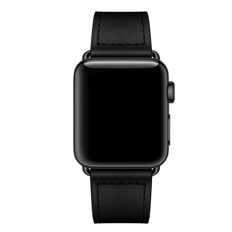 Черный Ремешок из натуральной кожи для Apple Watch 42 мм 38 мм аксессуары для умных часов кожаный ремешок для часов Ремешок для iWatch браслет ремешок - Цвет ремешка: Черный