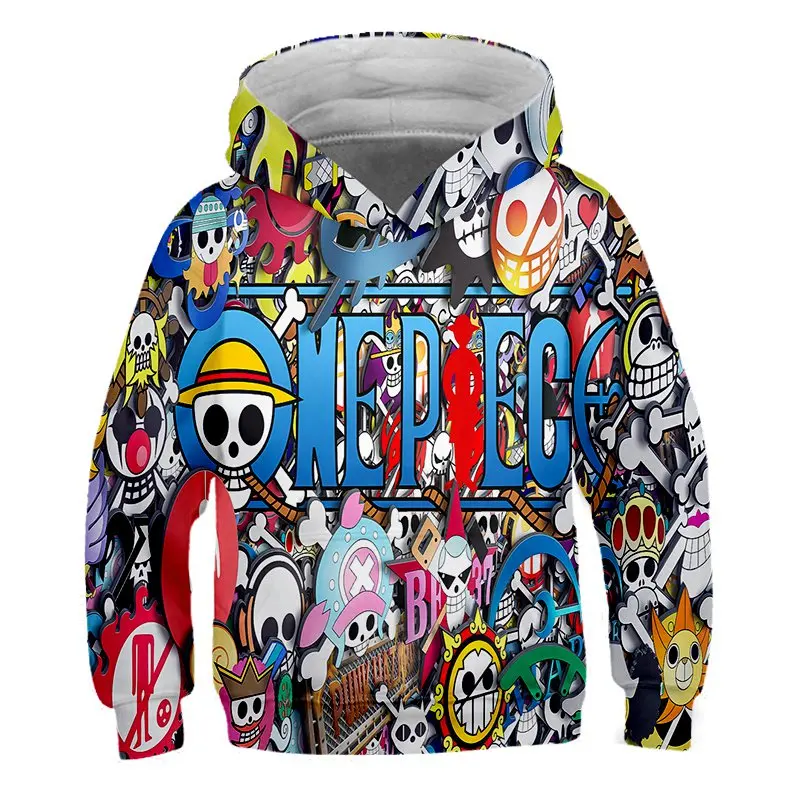ET12501 Fashion 3D One Piece Anime Hoodies Kids pullovers Hooded Casual Long Sleeve 3D Print Child Hoodies boy/girl Sweatshirts - Цвет: ET12501