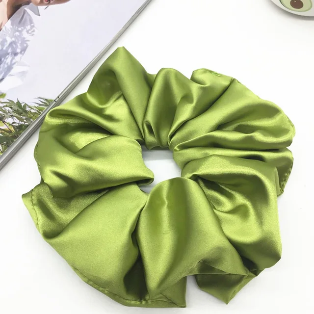 Oversized Hair Scrunchies For Women Solid Satin Silk Scrunchie Hair Rubber Bands Elastic Hair Ties Accessories Ponytail Holder C8