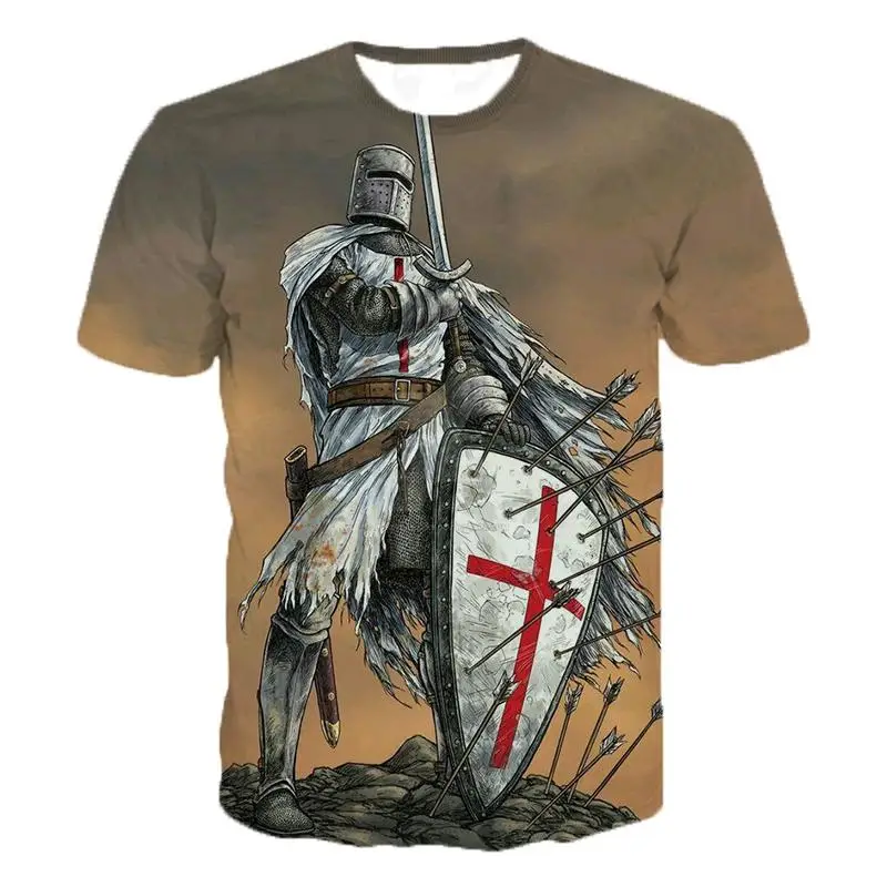 Knights Templar/футболка с 3d принтом модная повседневная футболка Templar мужская и женская