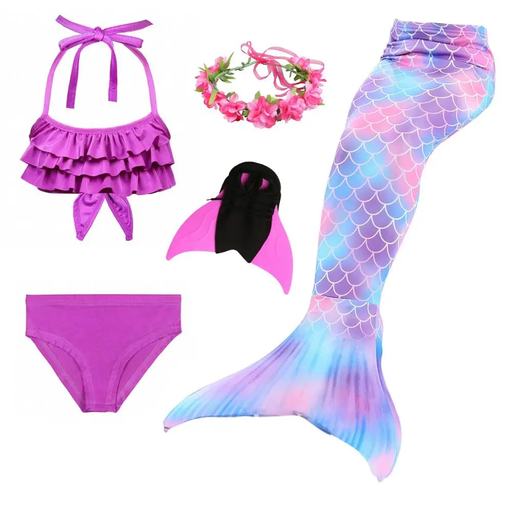 style 5 - 5pcs Новинка; Лидер продаж; Детский Костюм Русалки для плавания; купальник русалки; комплект бикини для девочки-русалки; легко добавить в плавник - Цвет: style 5 - 5pcs