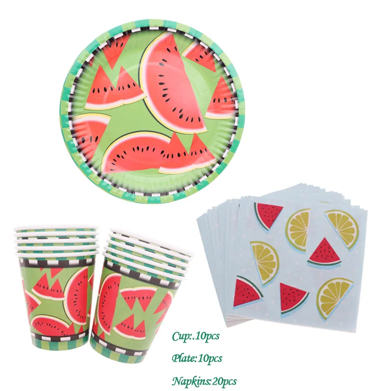 watermelon40pcs 40 шт./лот одноразовая посуда чашки пластины салфетки мерцание и Блеск День рождения Свадебные украшения принадлежности для детского душа - Цвет: watermelon40pcs