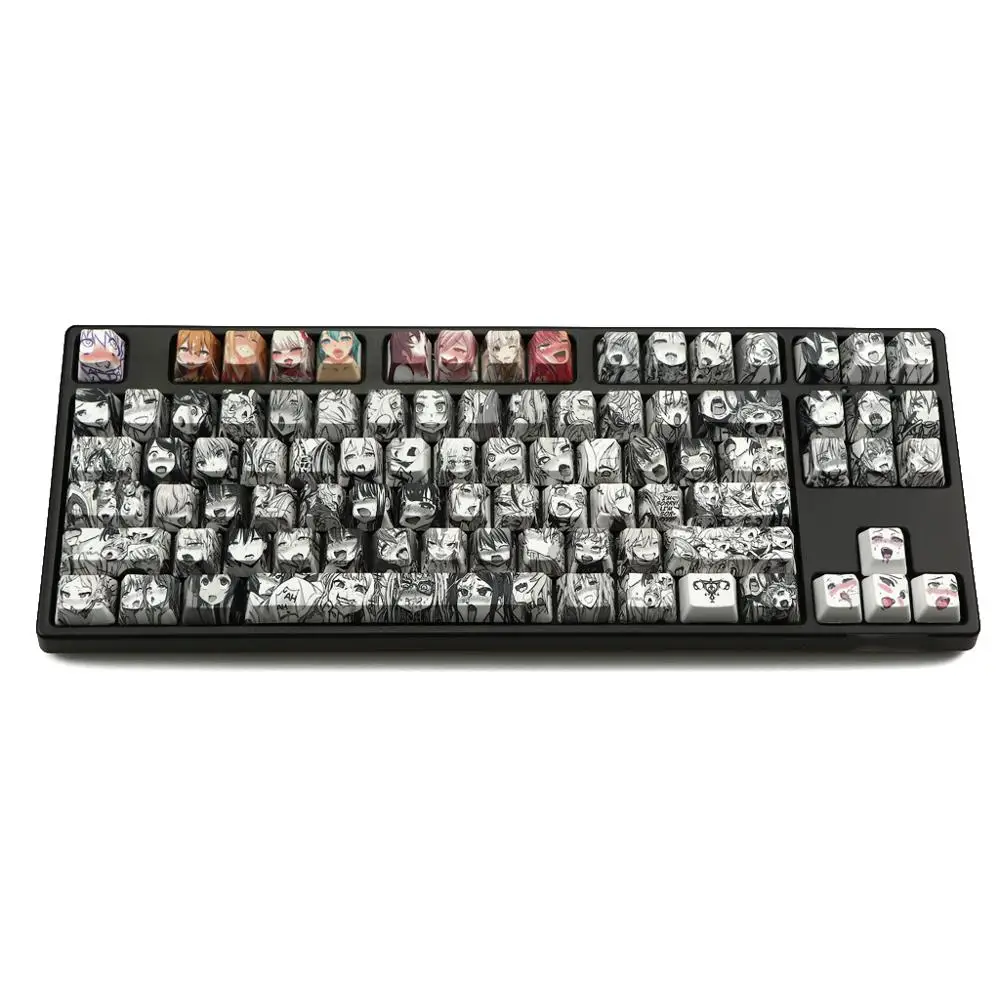 

PBT 108 key Ahegao Keycap Dye Sublimation OEM Profile Japanese Anime Keycap For Cherry Gateron Kailh switch Mechanical Keyboard