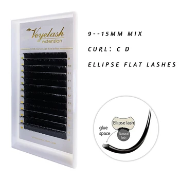 

Veyelash 1 cases wholesale Flat Ellipse Eyelashes Extensions split tips natural light false eyelashes thickness 0.15mm 0.20mm