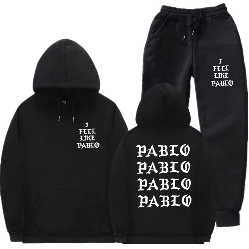 I Feel Like Paul Pablo Kanye West, толстовка, костюм,, осень и зима, с капюшоном, толстая, для мужчин и женщин, с капюшоном, спортивная одежда, комплект из 2 предметов