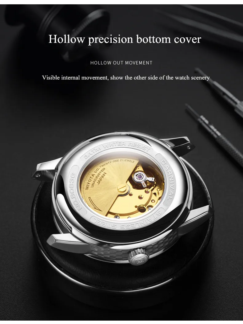 Switzerland Carnival Mechanical Watch Men MIYOTA Automatic Men Watches Luxury Brand Waterproof Clock Sapphire Montre Homme Reloj