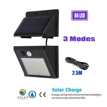 

64/30 LED Solar Lights Outdoor PIR Motion Infrared Sensor Energy Saving Separable Waterproof Garden Lamp Yard Wall Path Lights o