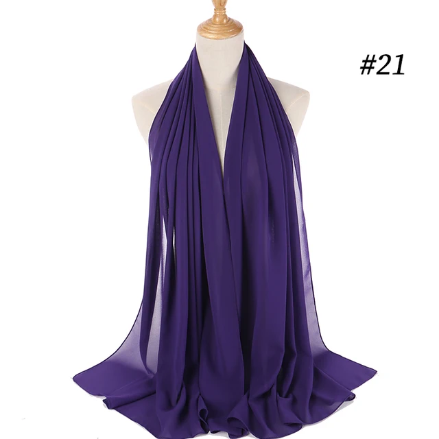 women plain bubble chiffon scarf hijab wrap printe solid color shawls headband women hijabs scarves/scarf 60 colors COLOR 21