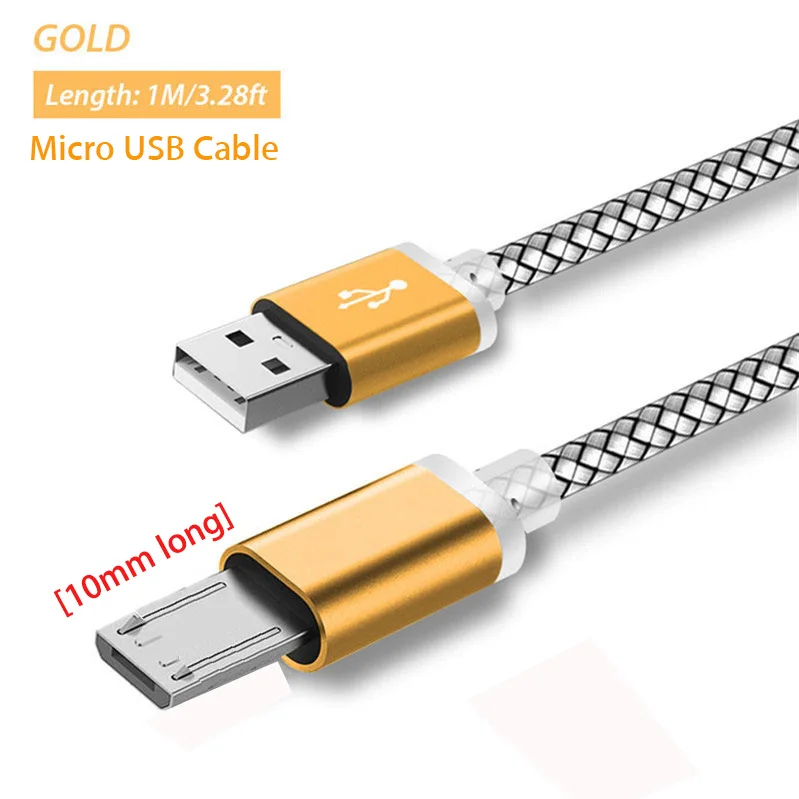 10 мм микро USB кабель для Blackview BV6000/BV5000/BV4000/Geotel G1/AGM X1/DOOGEE S60/S60 Lite/Doogee S30 адаптер кабель для зарядного устройства - Тип штекера: Gold Micro usb cable