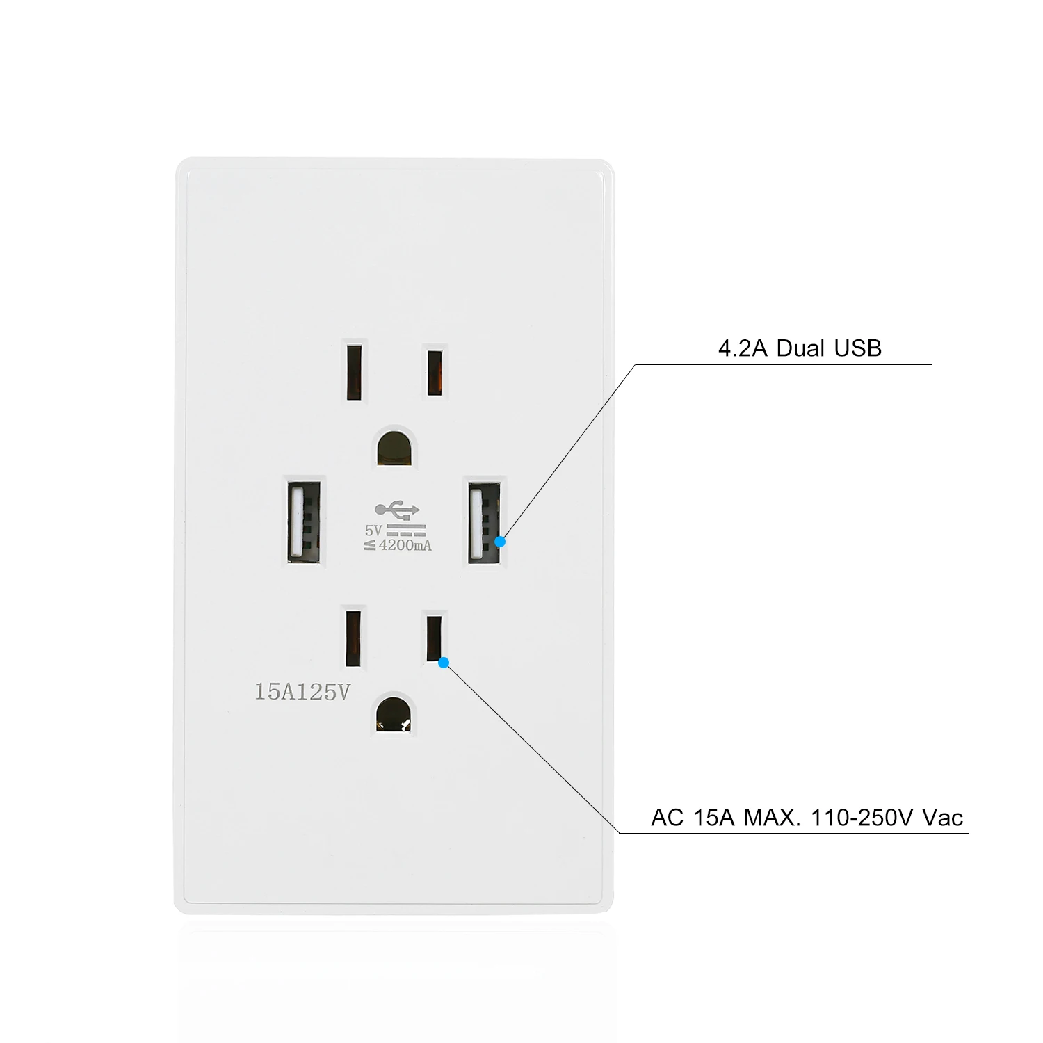 3.1A/4.2A настенная розетка, двойной USB порт, адаптер питания, розетки, панель, универсальная устойчивая дуплексная розетка