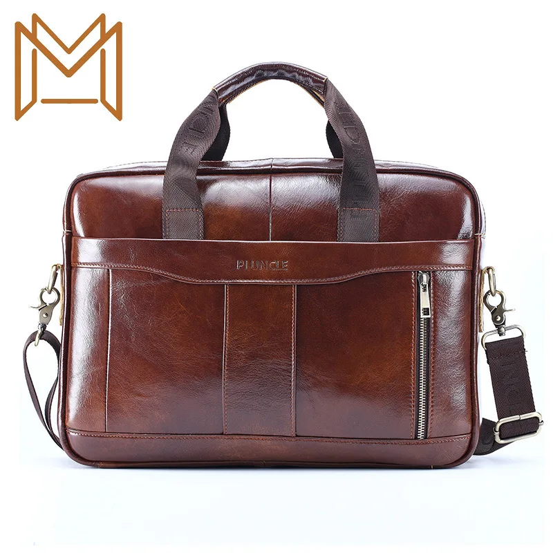 

Skin Genuine Leather Man Document Layer Cowhide Portable Oblique Satchel