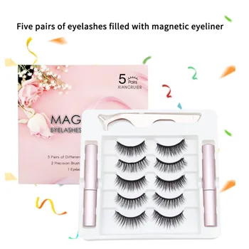 

5 pairs Magnetic Eyeliner And Lashes Magnetic False Eyelashes Kit False Lashes With Tweezers New