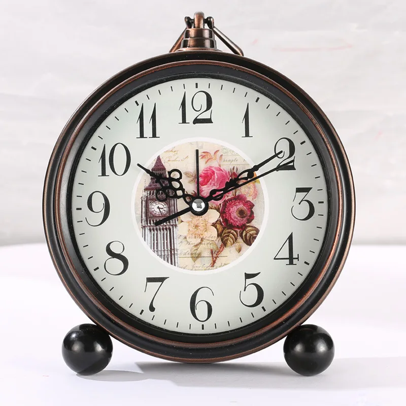 Small Table Clock Home Decor Alarm Clock Antique Bedside Wake Up Desk Watch Study Room Crafts Pointer Display Horloge