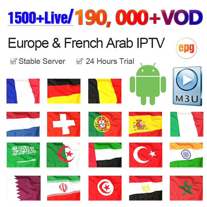 

1 Year IPTV France Arabic Dutch Belgium French IPTV M3u Subscription Italia Germany Spain Portugal Turkey Europe Android IP TV