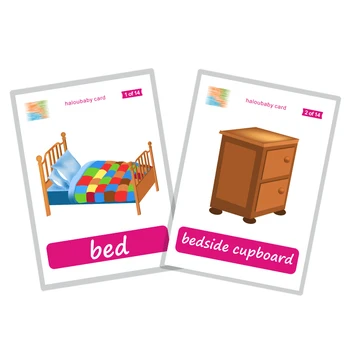 

14pcs Baby Early Learning Cards Furniture English Word Card Montessori Memory Game Educational Toys For Children 3 Years