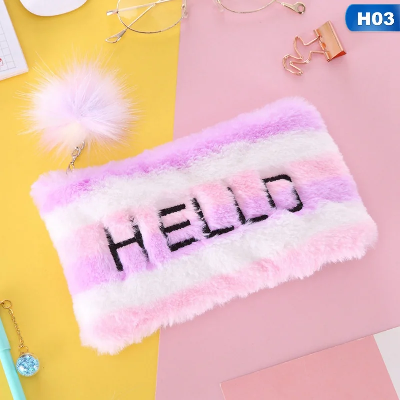Плюшевый чехол HELLO Rainbow для карандашей, качественные школьные принадлежности, Подарочный чехол для карандашей, школьный милый пенал, Школьные Инструменты, подарки