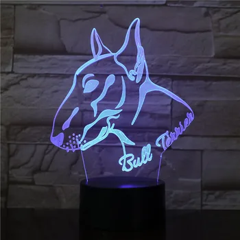 

English Pit Bull Terrier LED Night Light Home Decor Creative Table Lamp Pet Puppy Dog Breed 3D Optical illusion Light Desk Lamp