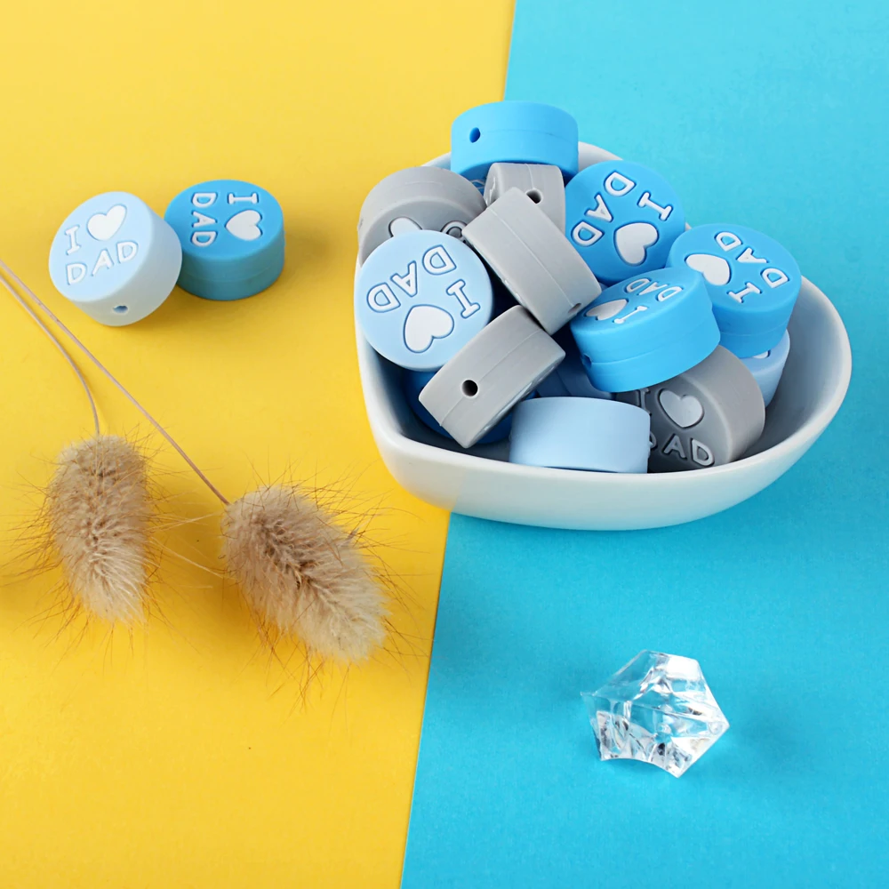 Keep& Grow 10 шт Силиконовые Бусины Mini I Love Dad силиконовые бусины для прорезывания зубов силиконовые грызуны DIY Изготовление ожерелья подвеска детские товары