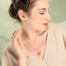 Натуральный лист гинкго Висячие серьги эмаль блестка кулон ожерелье для женщин осень Новое поступление модные ювелирные наборы