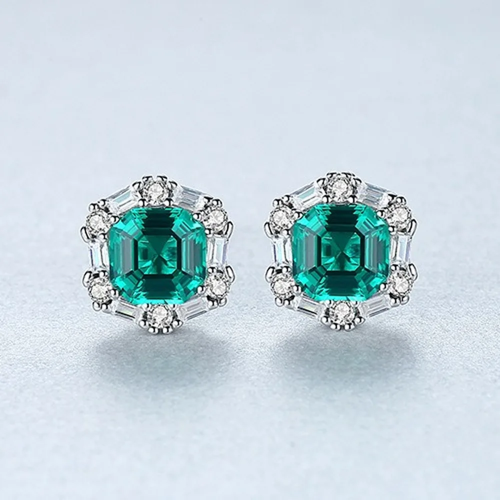 Серьги-гвоздики из стерлингового серебра S925 пробы, Модные Цветные Серьги с драгоценными камнями, украшение для ушей, ювелирные украшения
