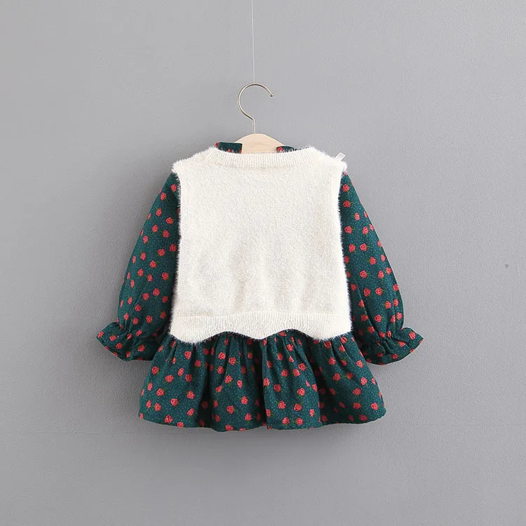 Осеннее платье для маленьких девочек от 0 до 4 лет Детская весенняя одежда милое платье с цветочным принтом из двух предметов
