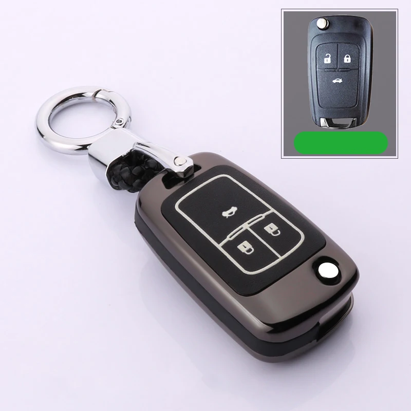 Светящийся кожаный чехол для ключей автомобиля Buick, Chevrolet Cruze Opel Vauxhall Mokka Encore Astra J Corsa E Insignia Zafira флип-кейс для ключей - Название цвета: B-black