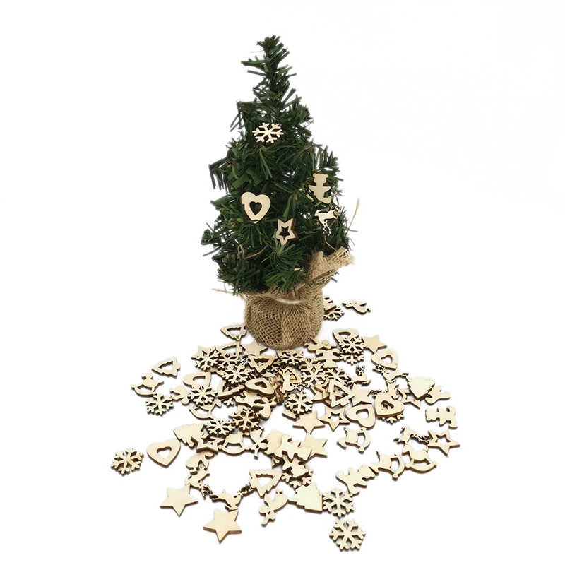 50 шт. Деревянный Скрапбукинг праздничный набор украшений мини лазерные вырезы деревянные рождественские украшения содержит звезды оленя