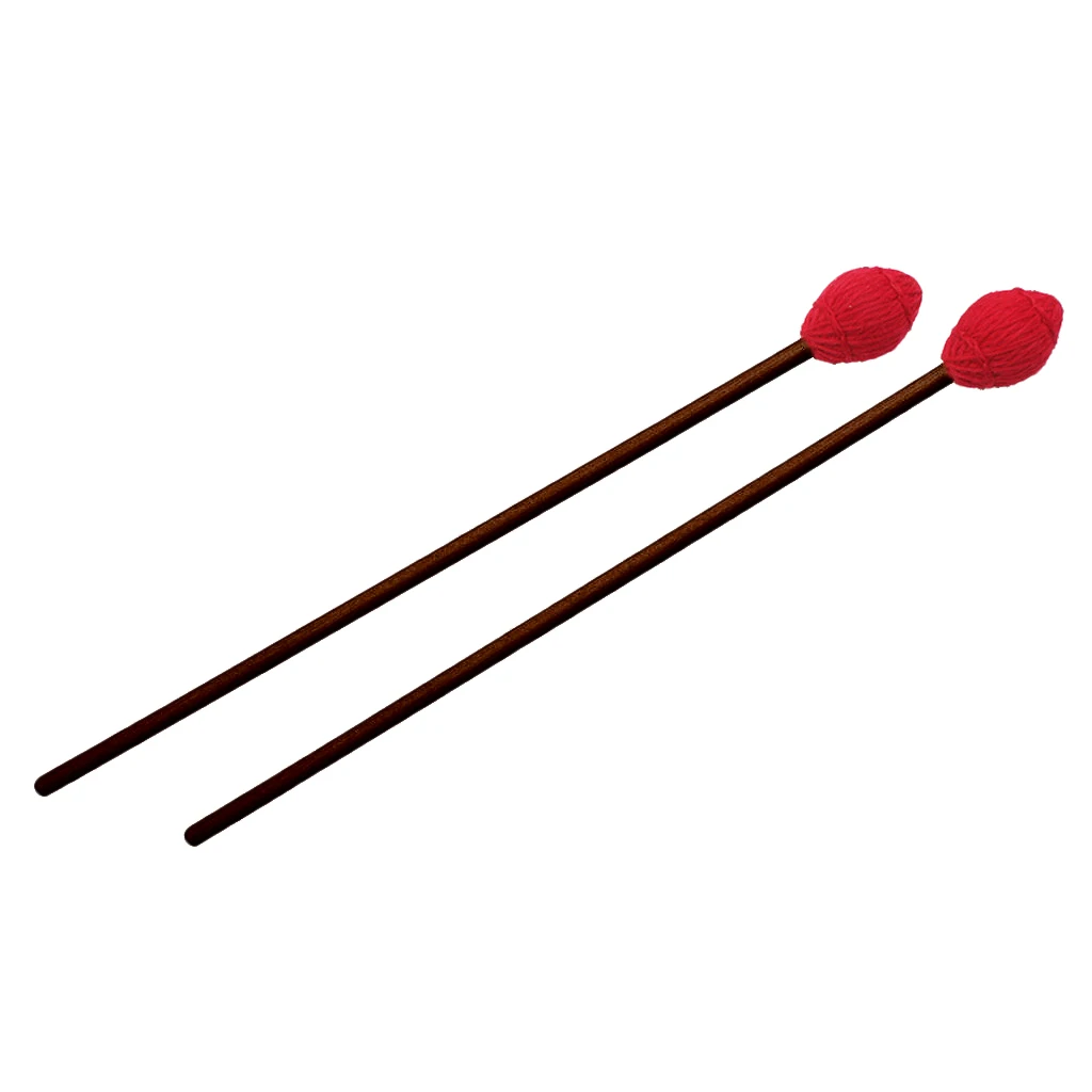 Durable 2 Pieces Marimba Sticks Beater Rods for Drum Music Practice Accessory Parts Red 15.74''