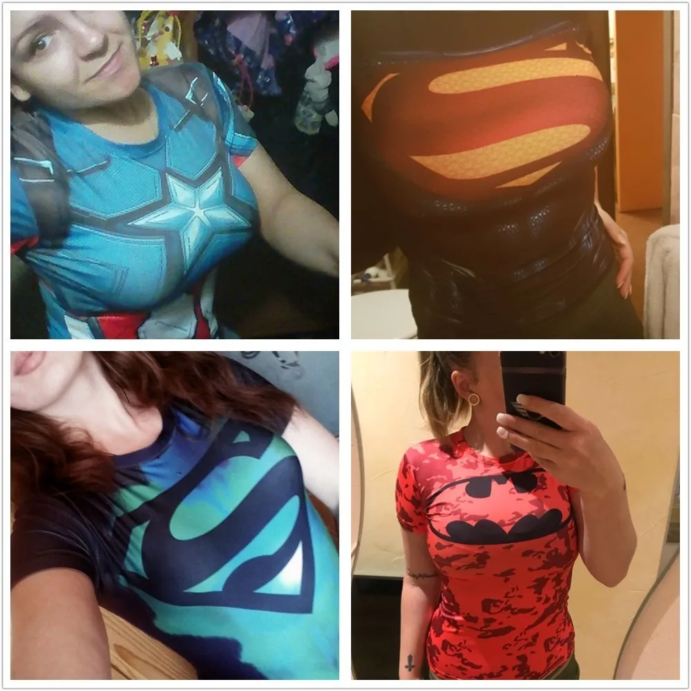 Женские компрессионные футболки с комиксами Marvel, Суперменом, Бэтменом/Wonder, компрессионная футболка, женские футболки для фитнеса