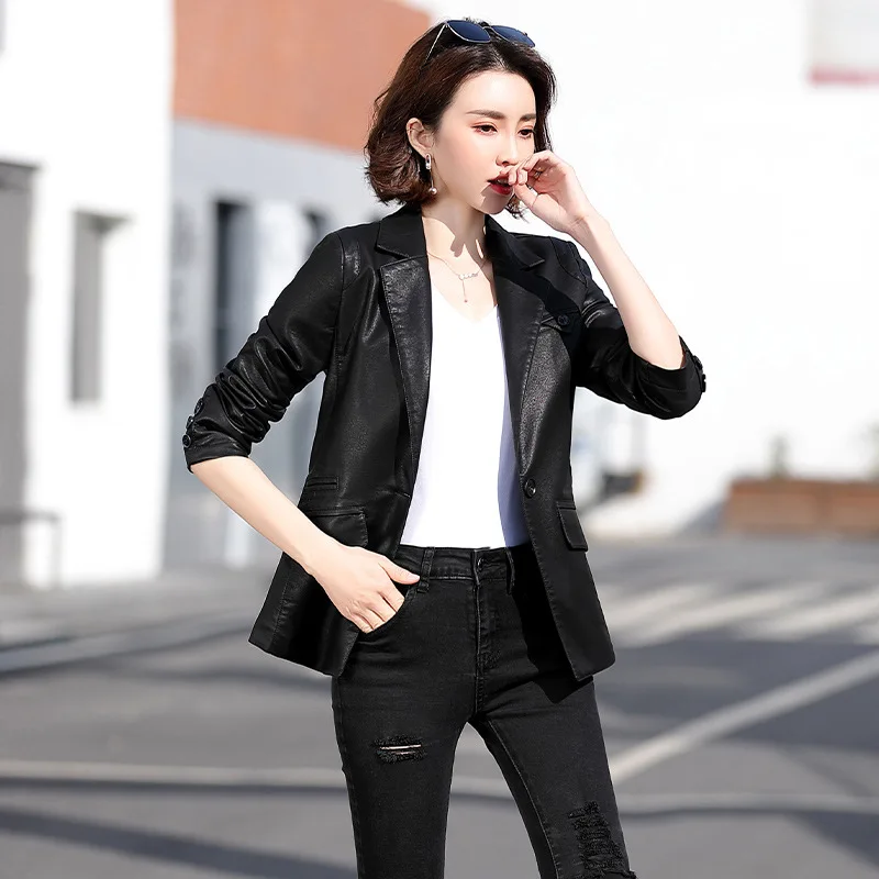 Women Leather Jacket 2021 Autumn Spring Womens Coat Korean Fashion
