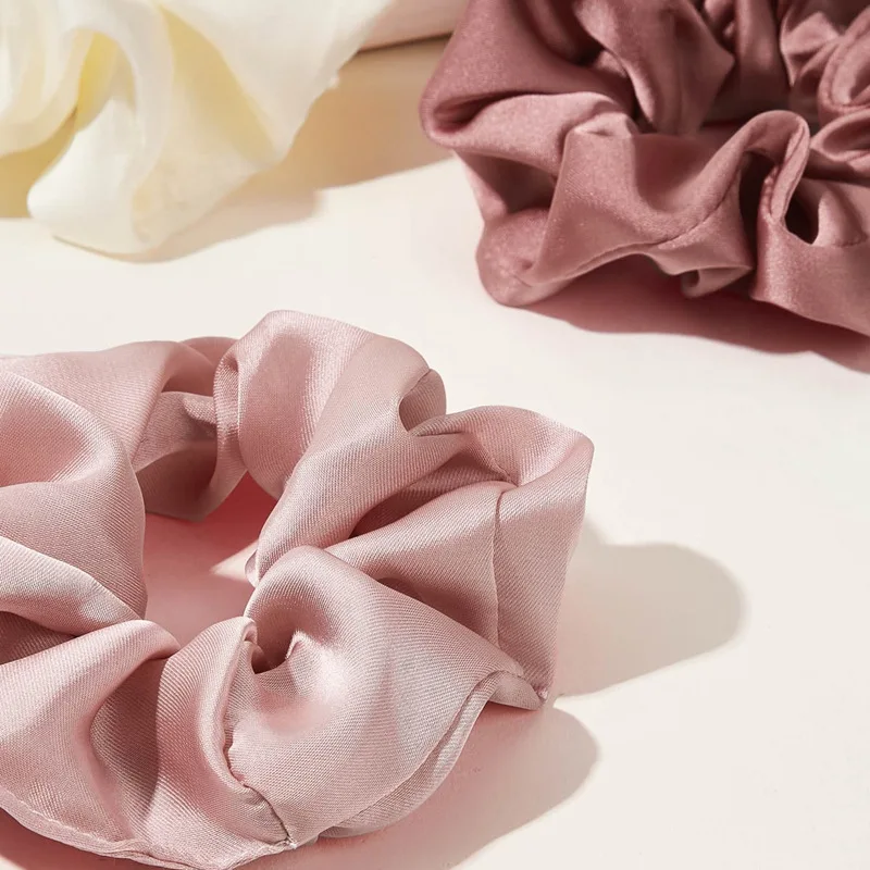 6pcs/lot Fashion Women Girls Silky Satin Hair Scrunchies Solid Stretch Elastic Hair Tie Simple Elegant Rubber Band Ponytail Tie