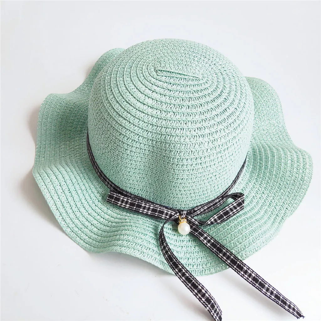  Baby Girl Sweet leisure Sun Hat kids hat sun straw hat handmade  Children Kids Summer Hat Beach Bucket Cap Toddler Girls Hat