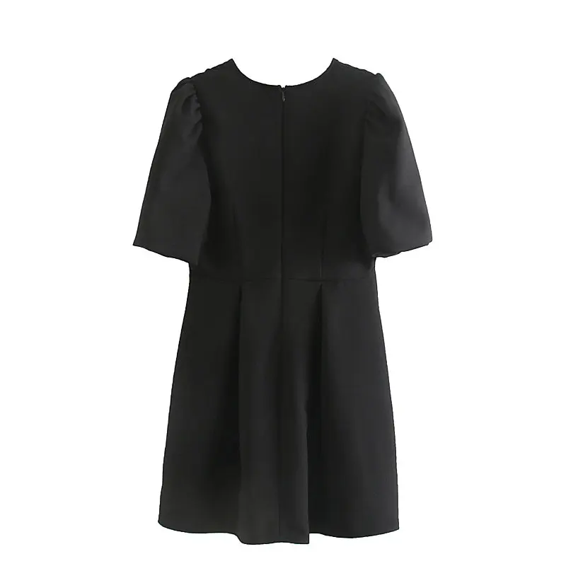 Увядший английский стиль простой винтажный буф рукав вечернее мини платье женское Платье vestidos de fiesta de noche vestidos черное платье для женщин