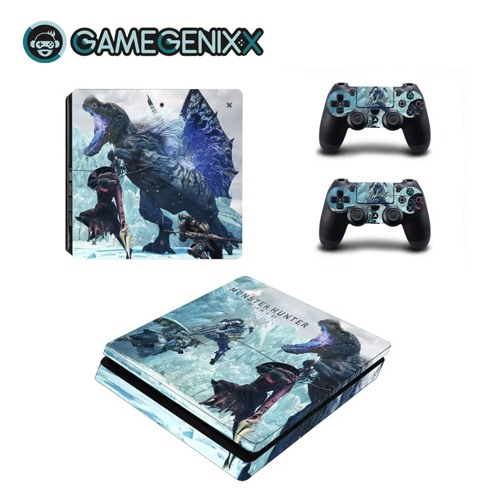GAMEGENIXX Кожа Наклейка Защитная Наклейка Обложка полный набор для PS4 Slim консоли и 2 контроллеров-Monster Hunter World