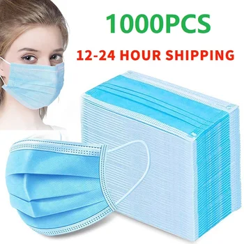 

10pcs-1000pcs Disposable Mask Mouth Mask Non-woven Melt Blown Three-layer Mouth Mask Stock in Europe. 48 hours shipping