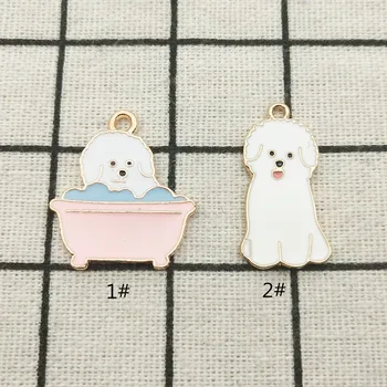 

10pcs enamel dog charm jewelry accessories earring pendant bracelet necklace charms zinc alloy diy finding