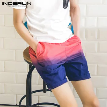 

INCERUN Streetwear Men Gradient Shorts Tie Dye Loose Drawstring Summer Knee Length Shorts Men Joggers Casual Trousers 2020 S-5XL
