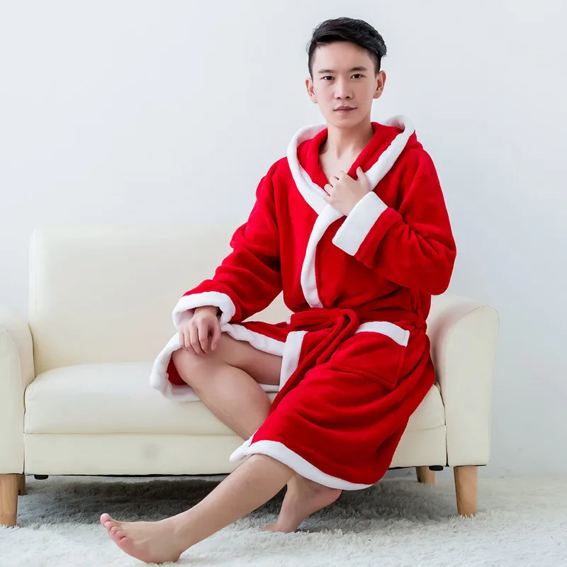 Women-s-Hooded-Flannel-Robe-Red-Plush-Robe-Men-s-Mid-Calf-Luxury-Sleepwear-Winter-Warm (5)