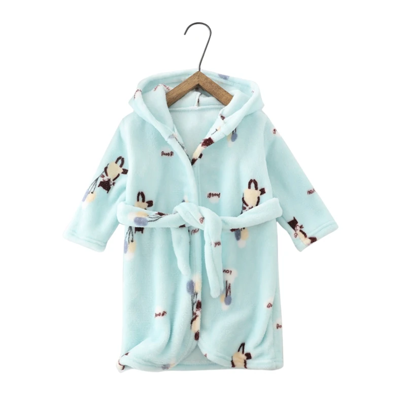 Kids Robes Thicken Boys Girls Winter Nightgown Flannel Hooded Kids Bathrobe Soft Children Bath Robe Children's Pajamas Homewear