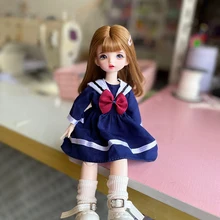 

1/6 BJD Doll 30cm Ball Jointed Girl with Dress Shoes Outfits Brown Wigs Replacement DIY Toys