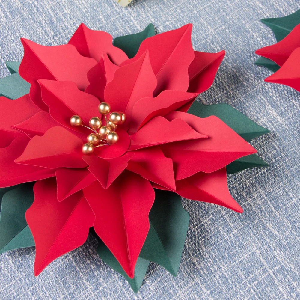 Набор из 3 рождественских украшений Poinsettia, Рождественское украшение для дома, елочные украшения, Рождественский Декор