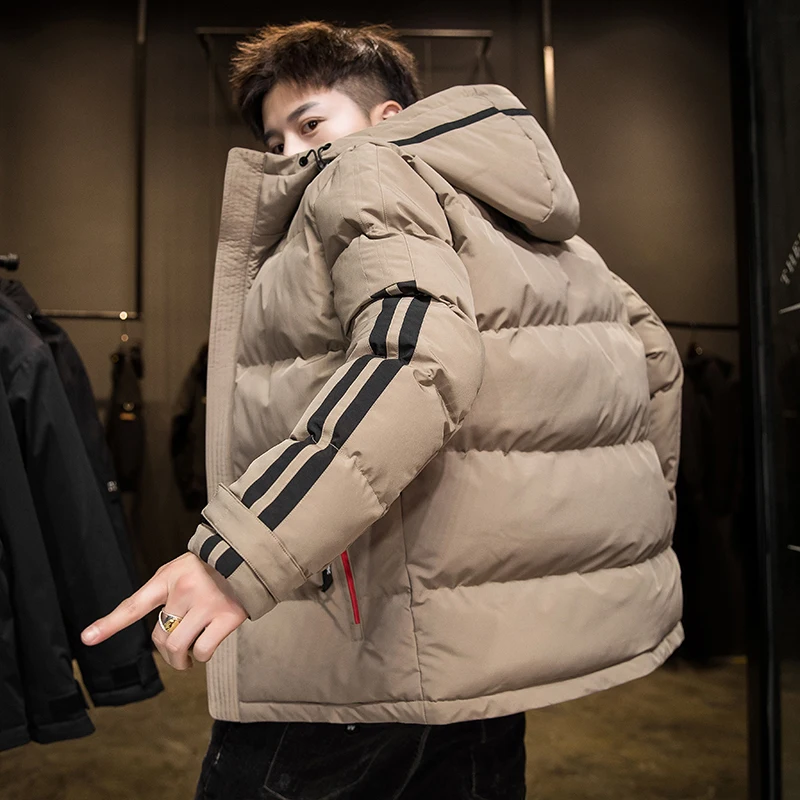 Hooded cotton-padded jacket men 2021 winter new loose down jacket coat shopping daily casual boyfriend warm coat full sleeve