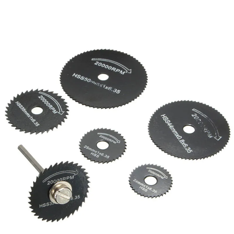 7Pcs Mini Circular Saw Blade Set HSS Cutting Disc Rotary Tool Accessories For Dremel Compatible Wood Plastic Aluminum Abrasive