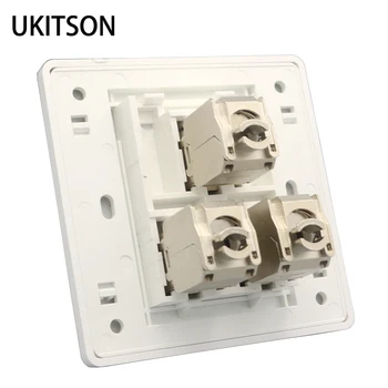 

3 Ports CAT6A CAT7 RJ45 Wall Plug CAT 7 Jack Triple Socket LAN Faceplate For Internet Connection