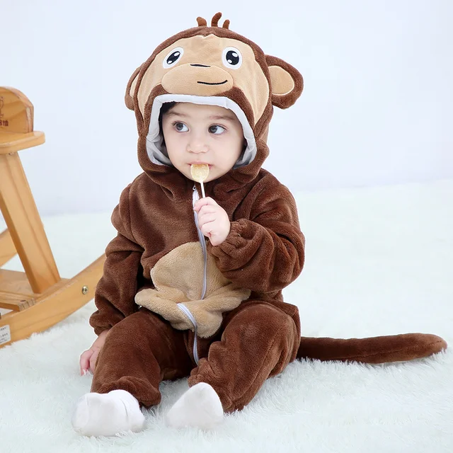 US $7.95 2020 Autumn Winter New Born Baby Clothes Unisex Unicorn Clothes Boy Rompers Kids Monkey Costume For