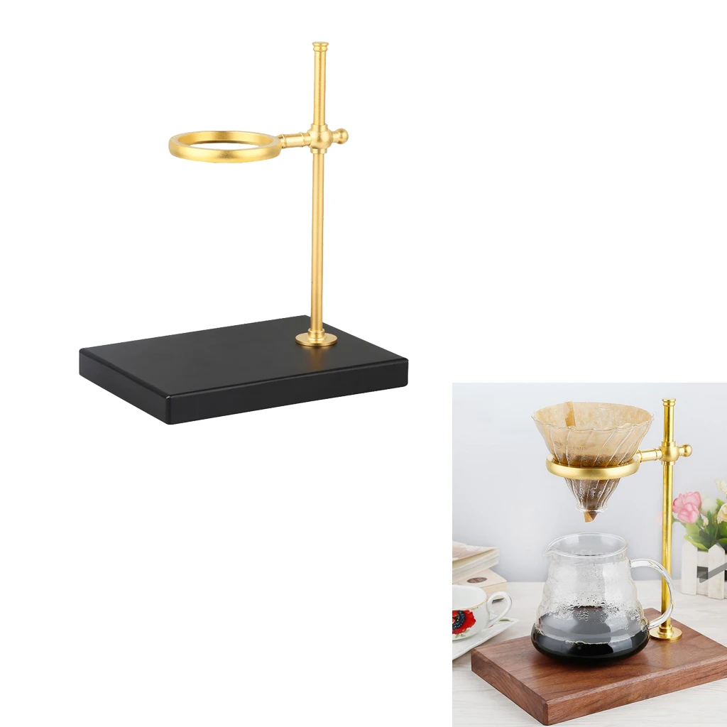 Wood &Copper Manual Pour Over Drip Coffee Tea Filter Dripper Stand Rack